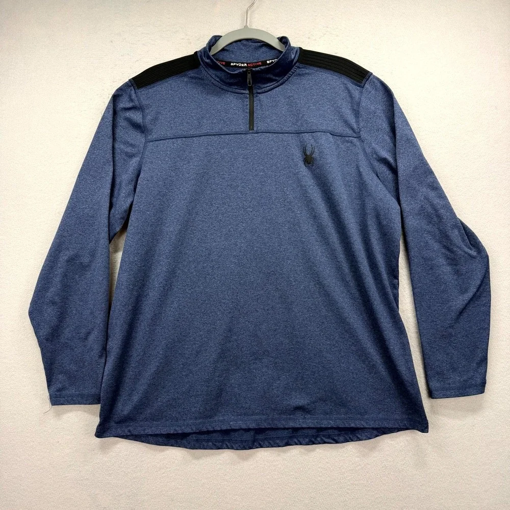 Spyder Active 1/4 Zip Pullover Mens Large Blue‎ Lightweight Performance Active